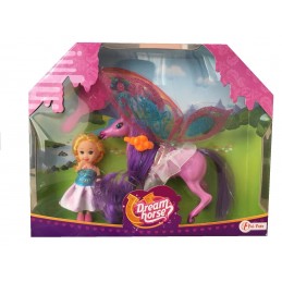 Set calut cu aripi Dream Horse cu sclipici si papusa