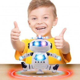 Jucarie interactiva Malplay Robot care danseaza cu muzica si lumini 21 cm