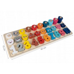 Puzzle din lemn Montessori Malplay cu cifre, forme si alte accesorii