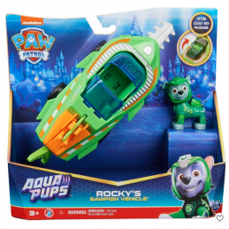 Vehicul Patrula Catelusilor Aqua Pups cu figurina Rocky